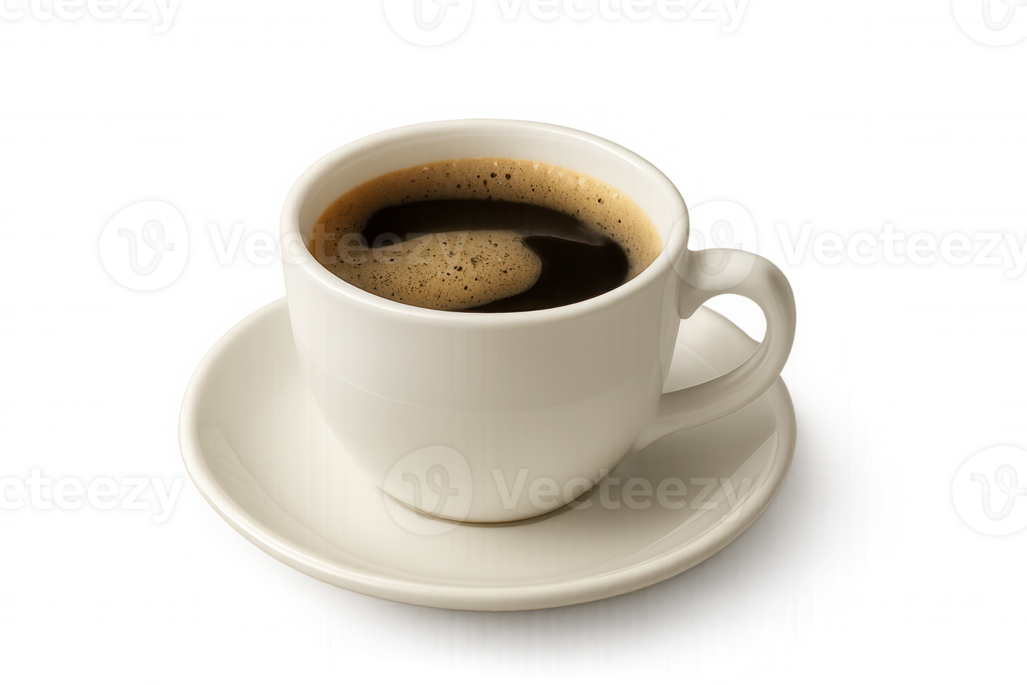 Steaming cup of black coffee with crema on transparent background png