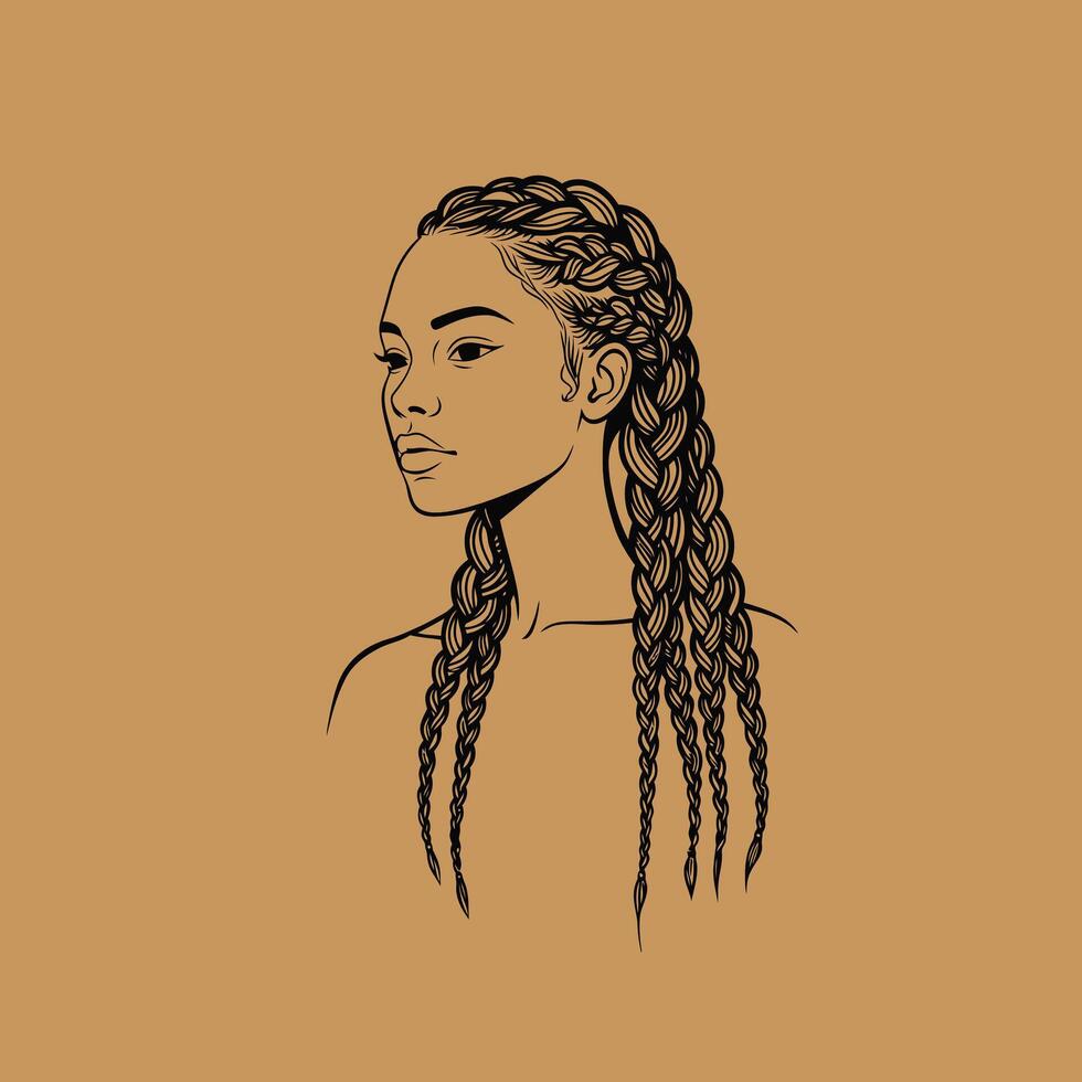 Woman with braids logo design vector
