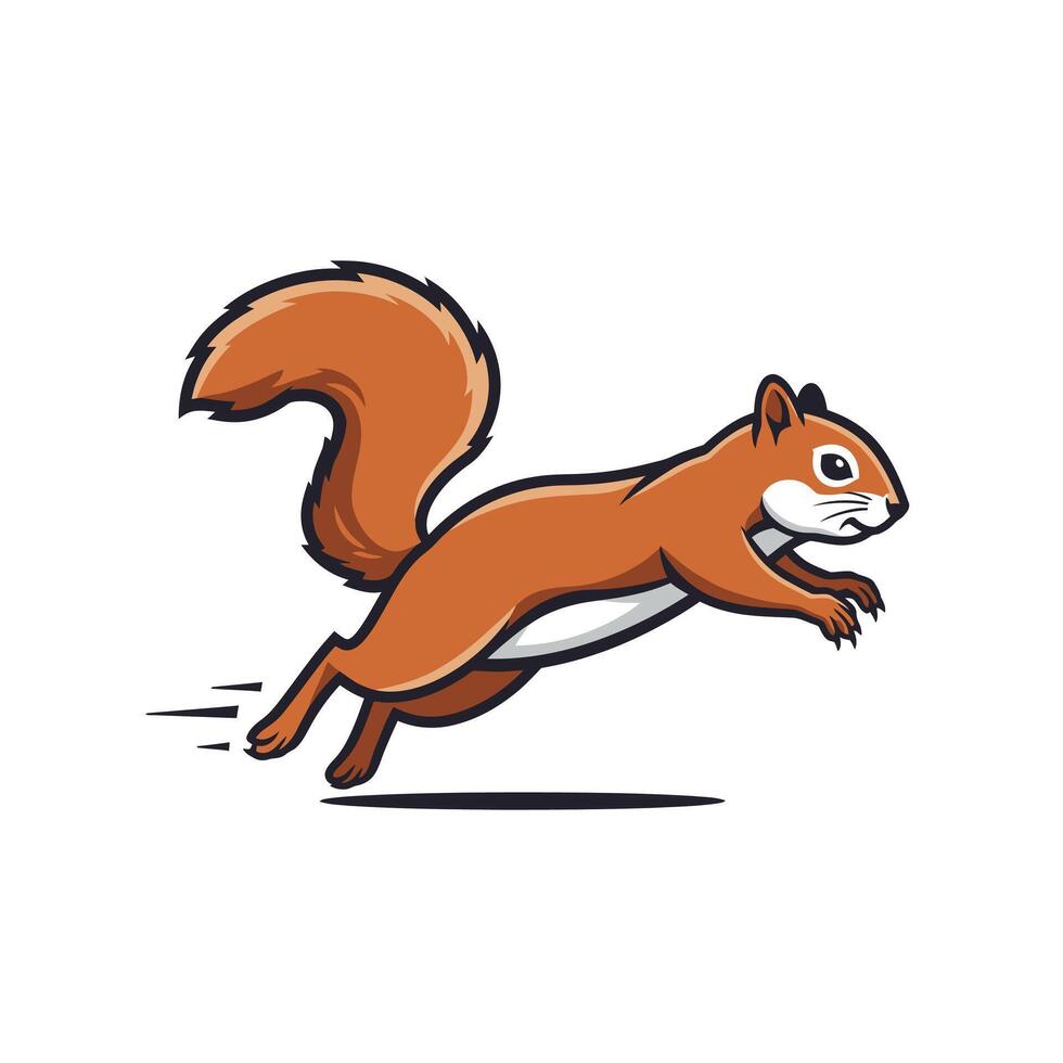 Cartoon squirrel running logo design vector