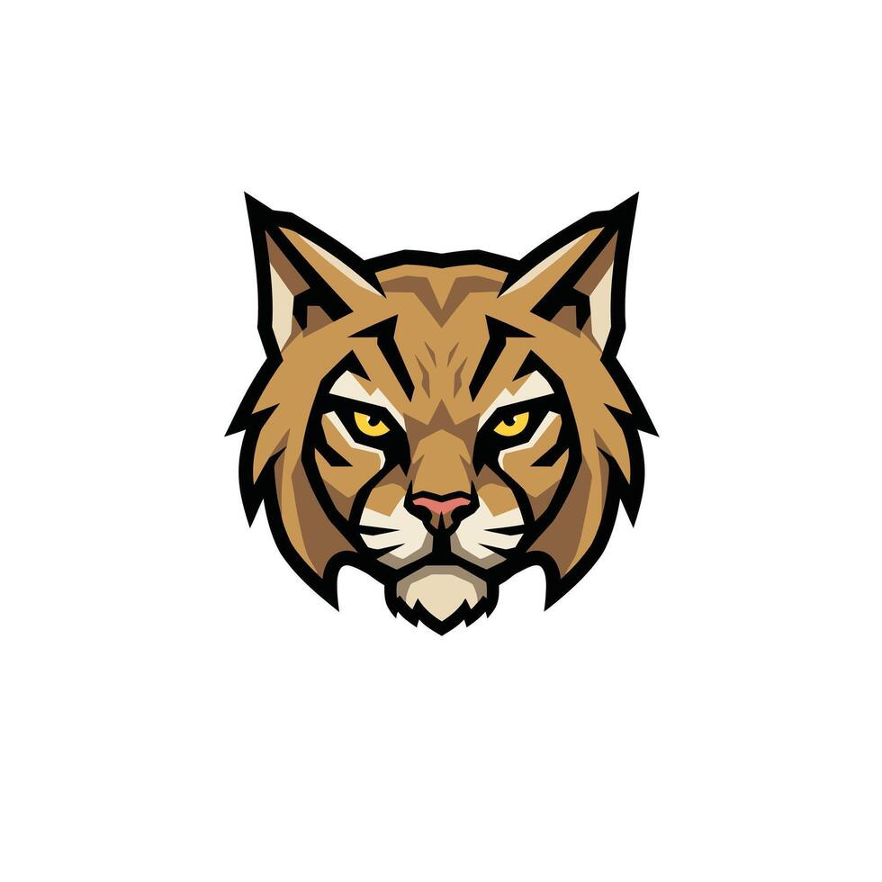 Lynx head with yellow eyes logo design vector