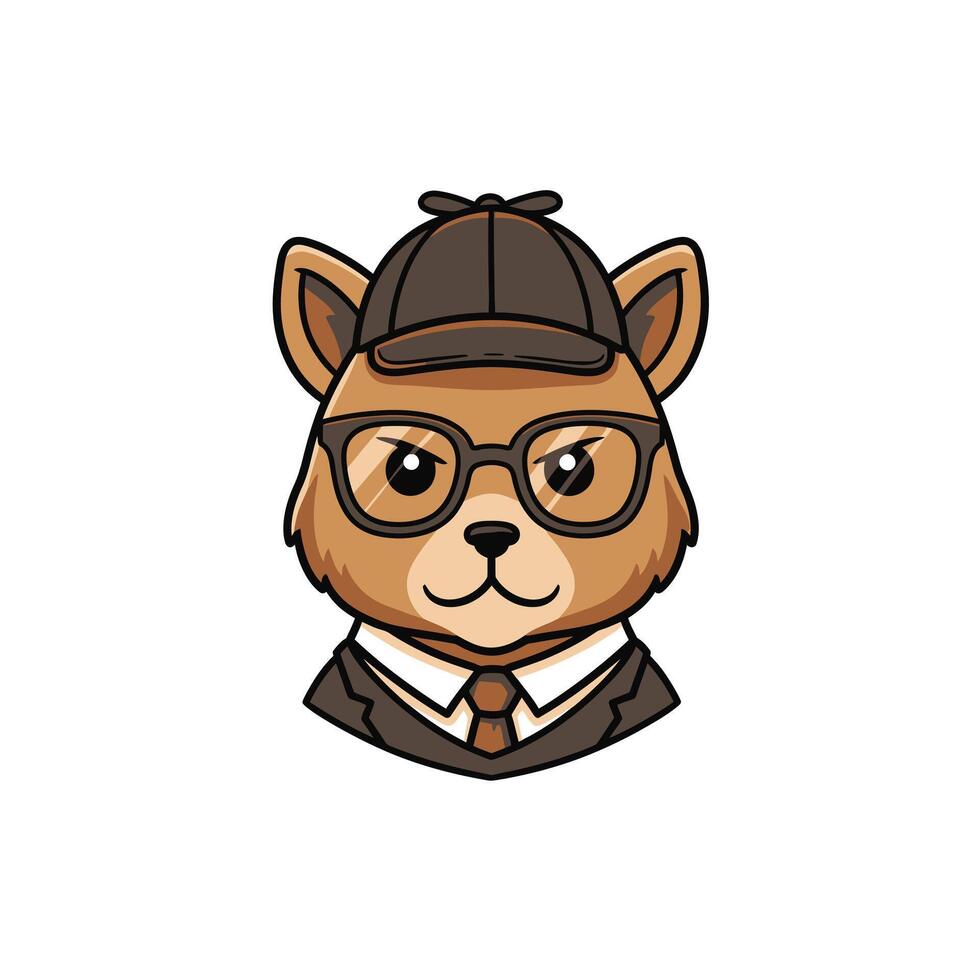 Cartoon dog wearing glasses and a hat logo design vector