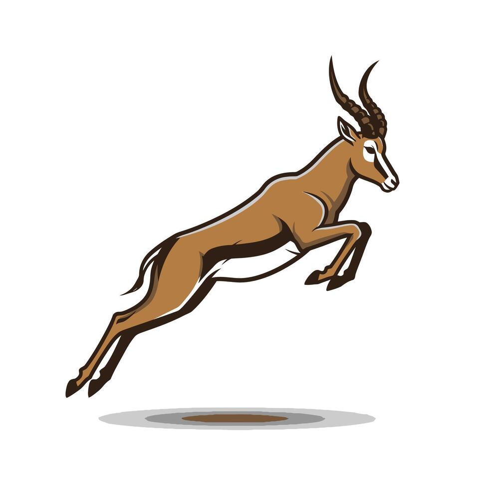 Antelope jumping logo design vector
