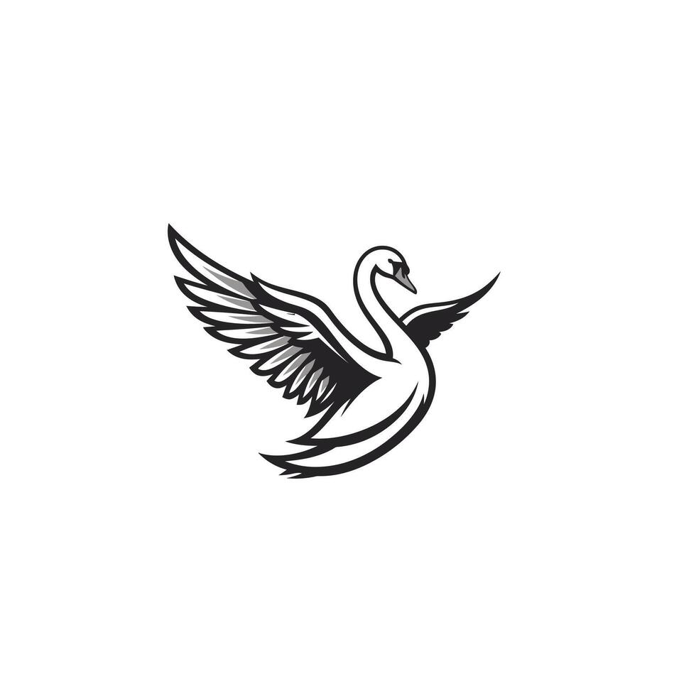 Black and white swan logo design vector