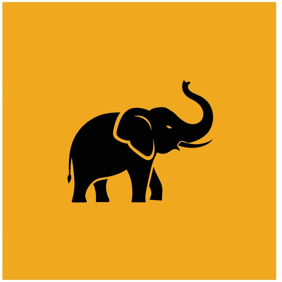 Elephant on a yellow background logo design vector
