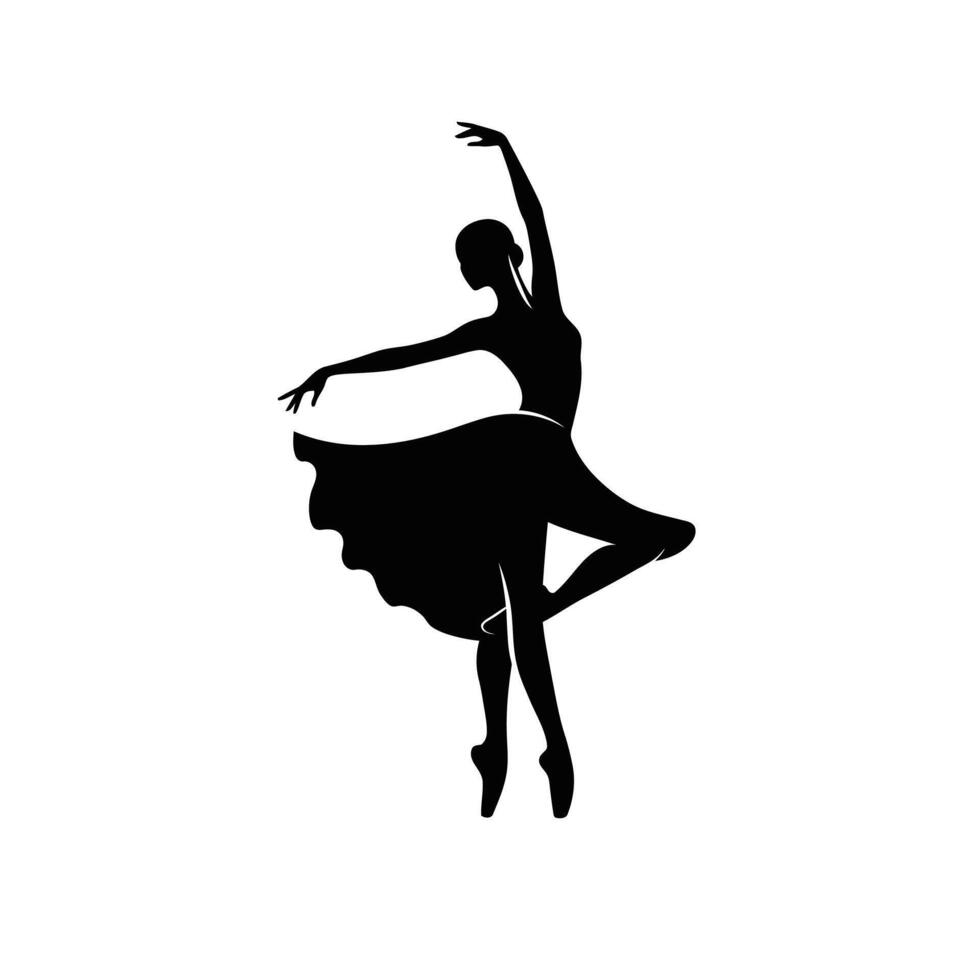 Silhouette of a ballerina logo design vector