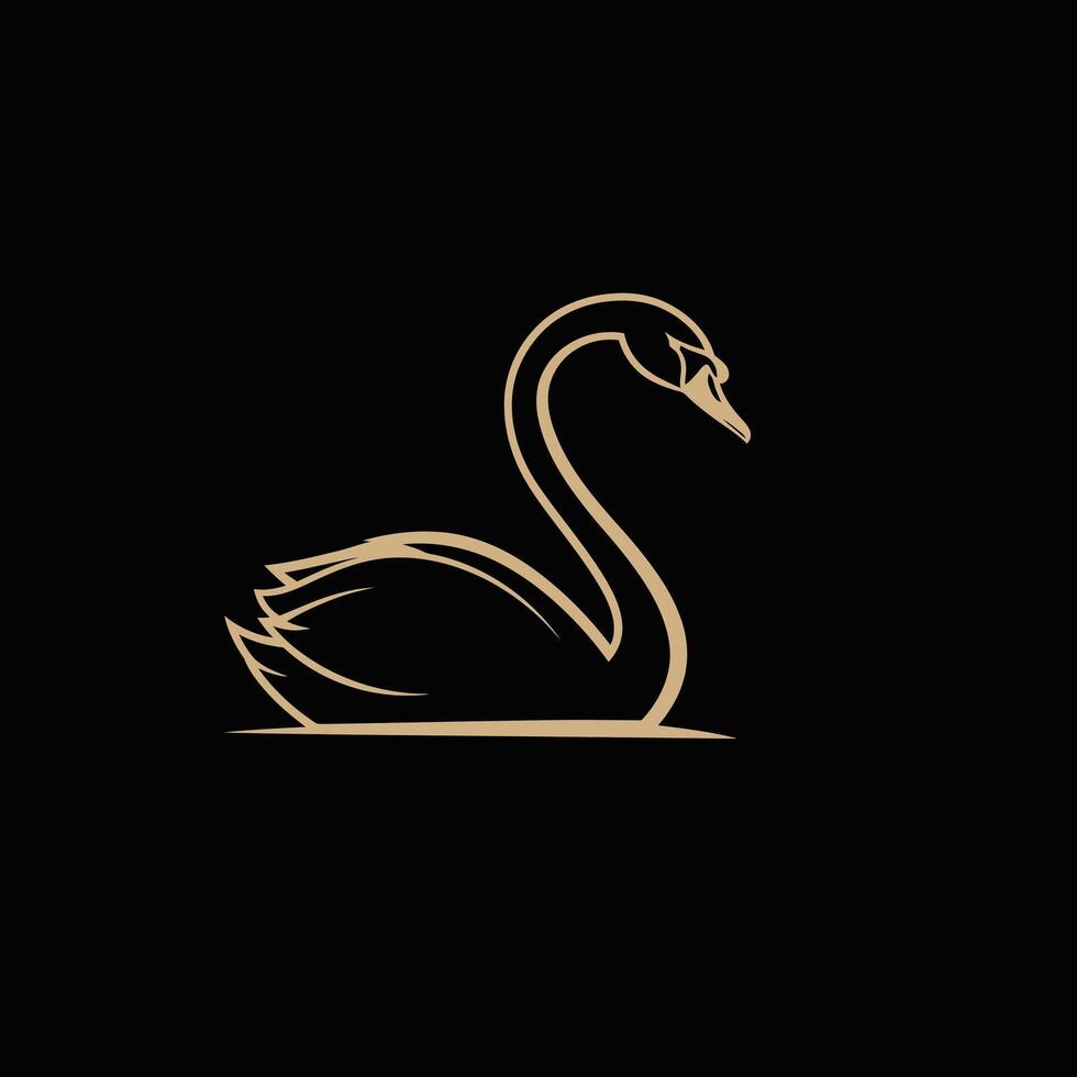Swan on a black background logo design vector