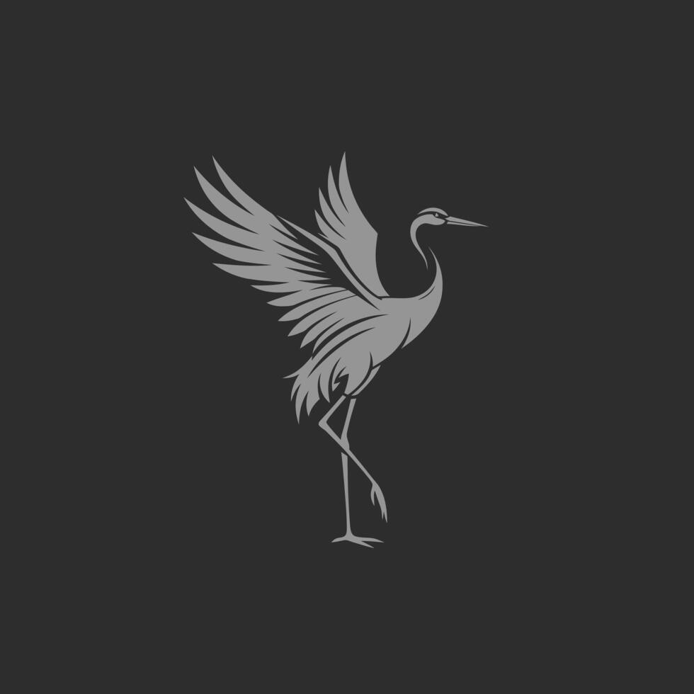 Black and white crane logo design vector