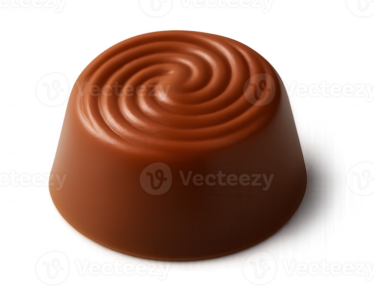 Delicious milk chocolate praline with swirl on transparent background png