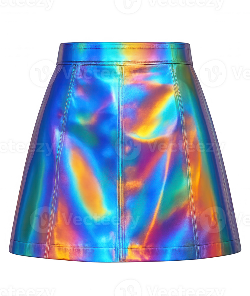 Very colorful reflective miniskirt isolated on transparent background png