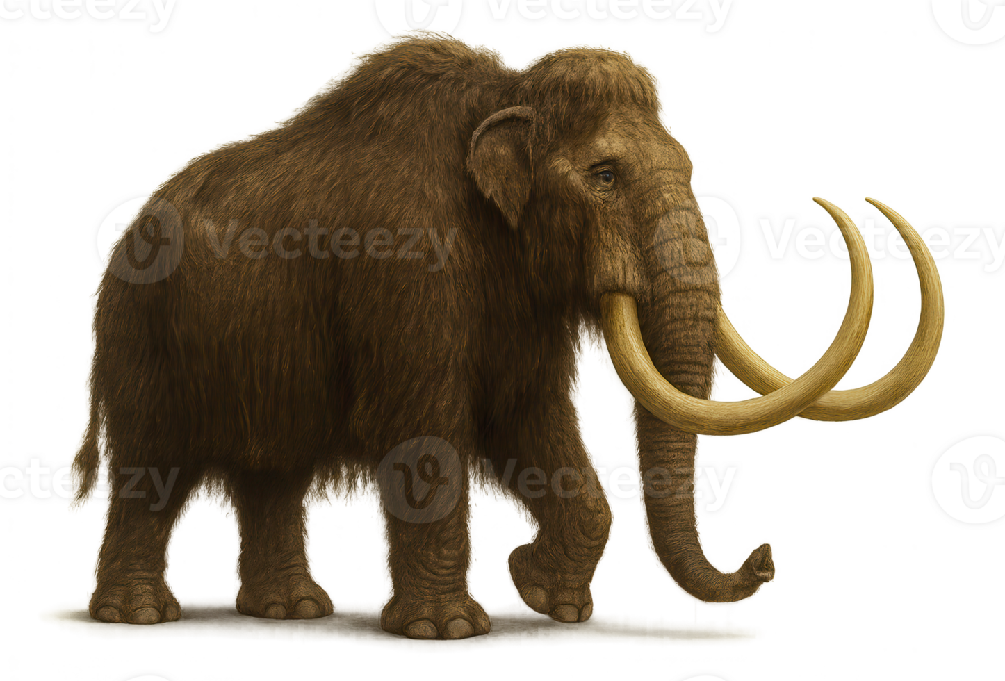 Woolly mammoth walking with transparent background png