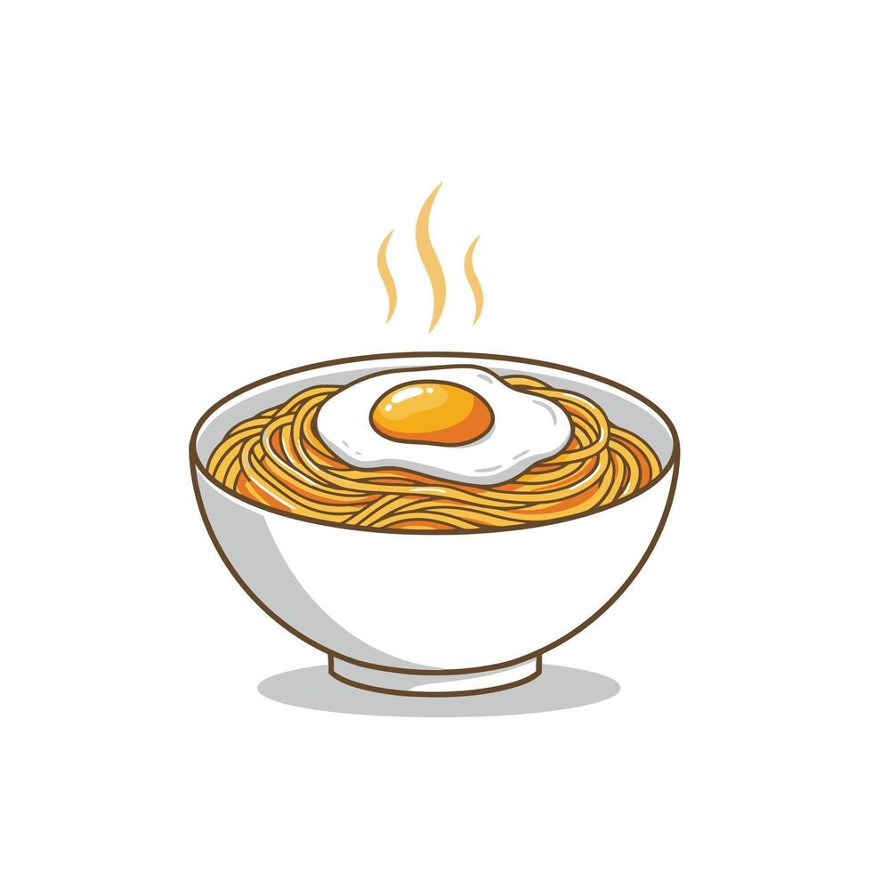 Spaghetti with egg in bowl logo design vector