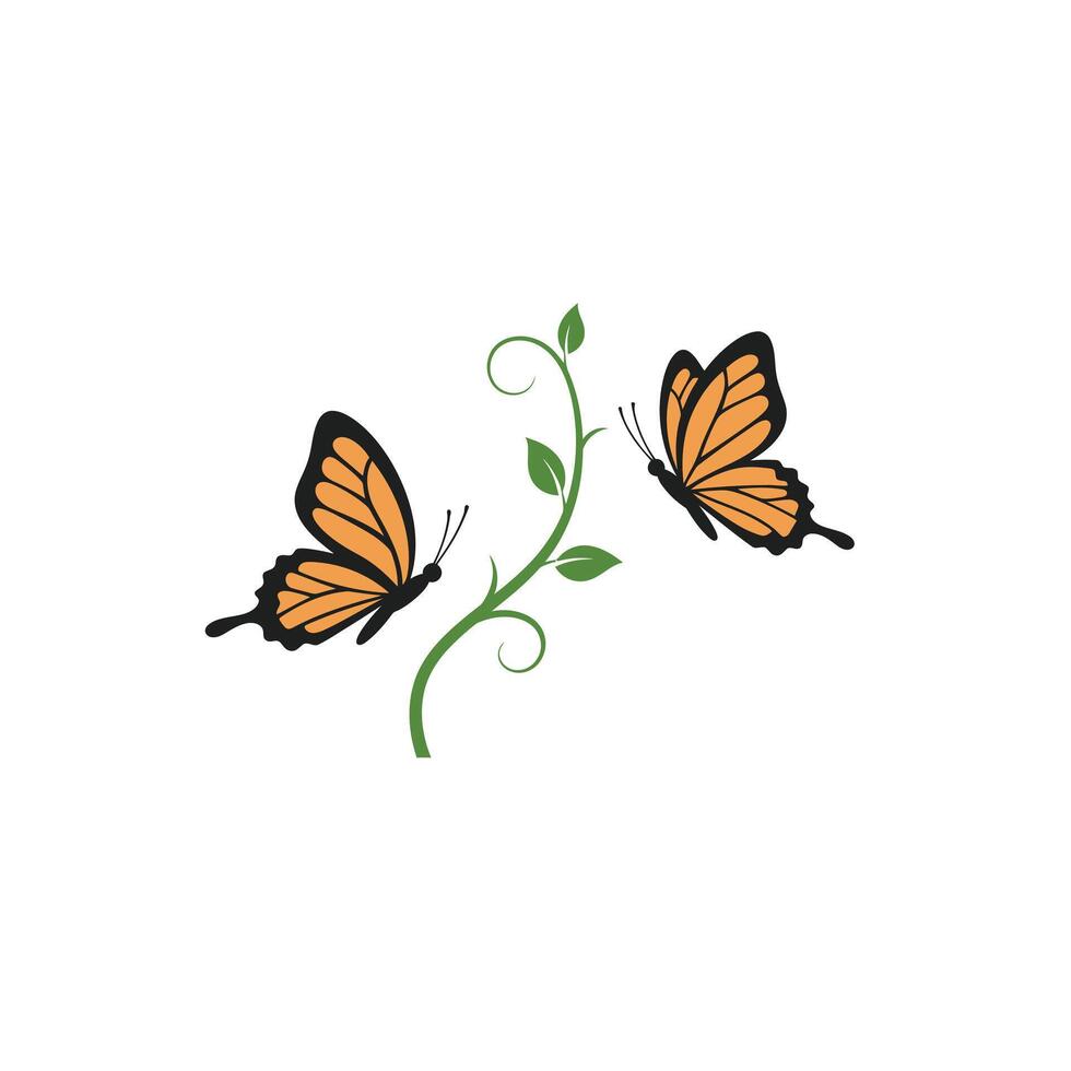 Butterflies on a vine logo design vector