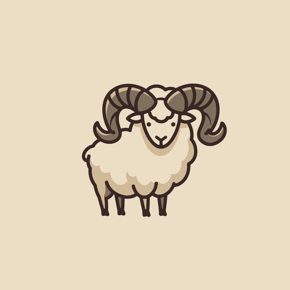 Ram with large horns logo deign vector