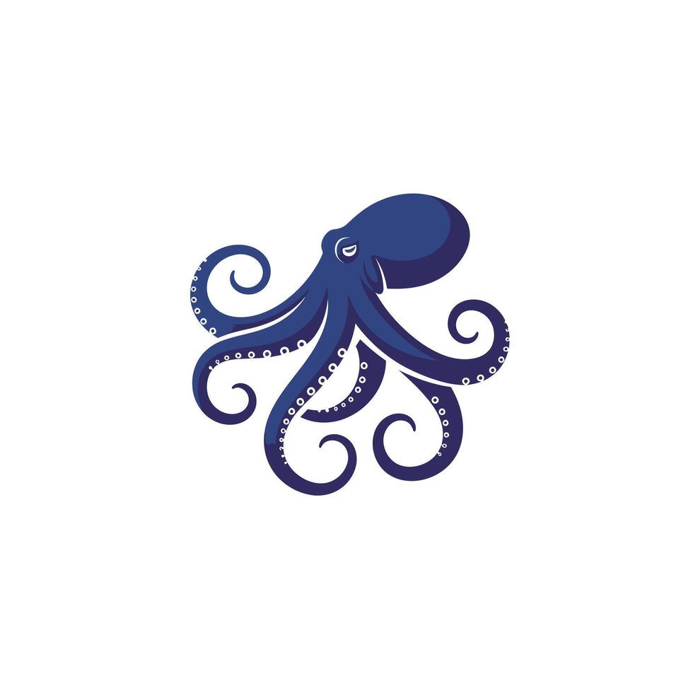 Blue octopus logo design vector