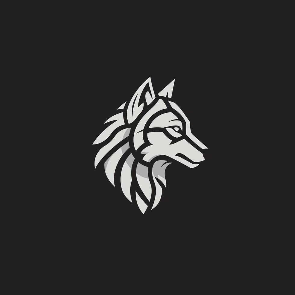 Wolf head logo design on a black background vector