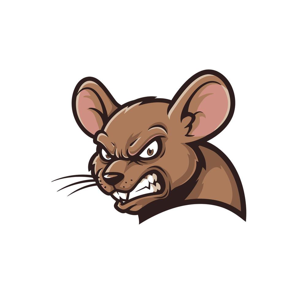 Angry rat head logo design vector