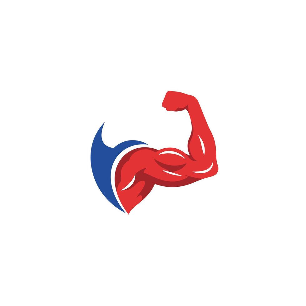 Red muscular arm logo design vector