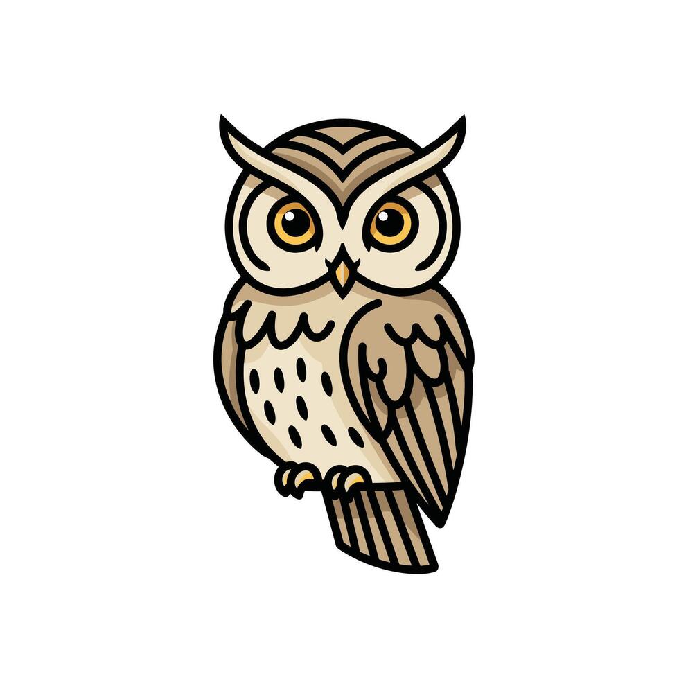 Owl with big eyes logo design vector