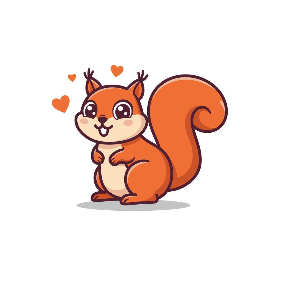 Squirrel with hearts logo design vector