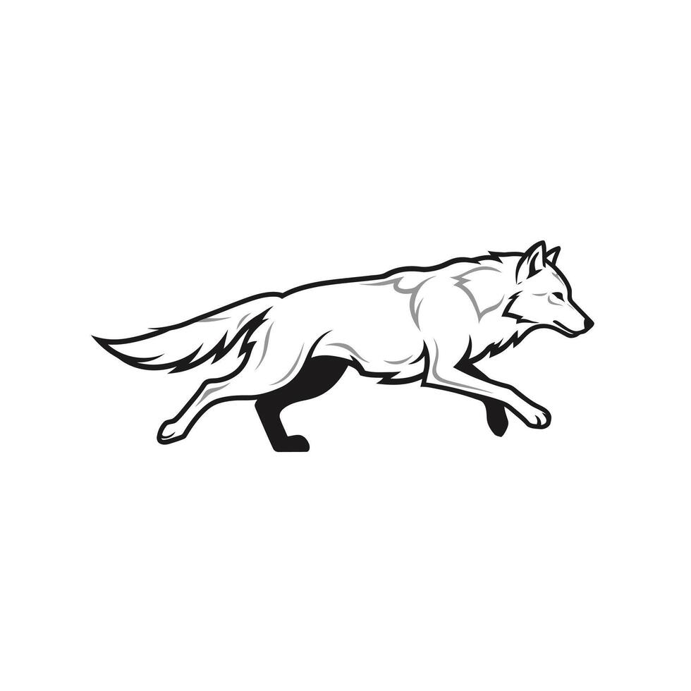 Wolf running logo design vector