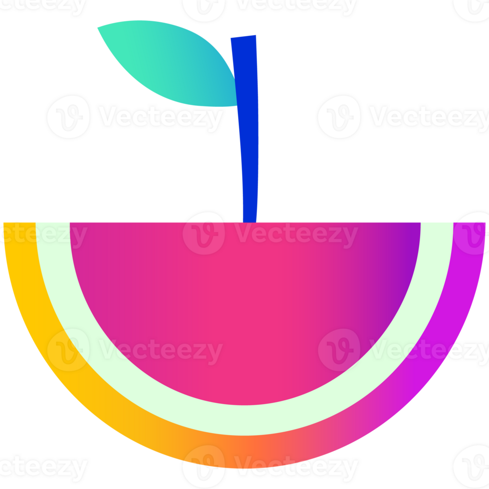 A colorful fruit with a leaf on it png