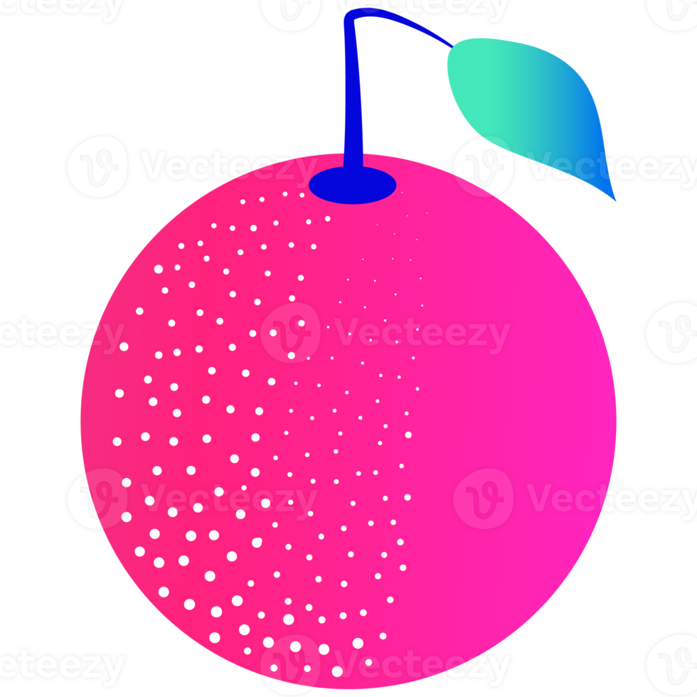 A pink fruit with a leaf on it png