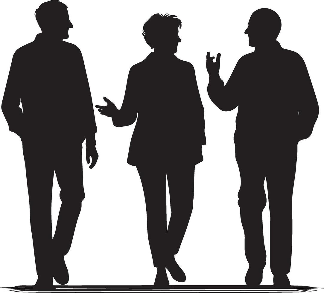 Elderly People Walking in a Group Active Senior Lifestyle and Community Scene silhouettes of business people new 2025 trendy vector