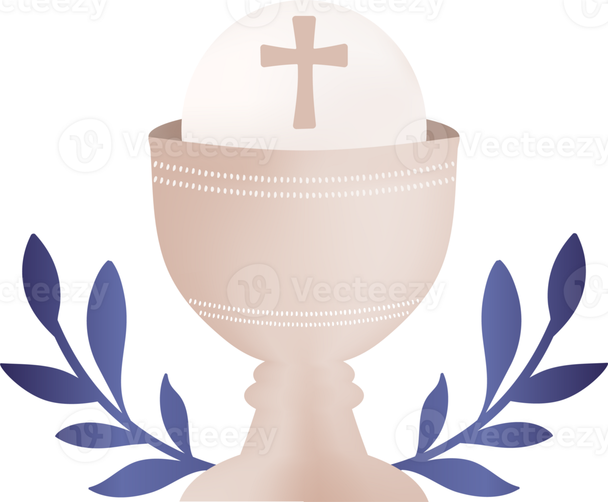 First Holy Communion Sacred Gold Chalice with Olive Leaves png