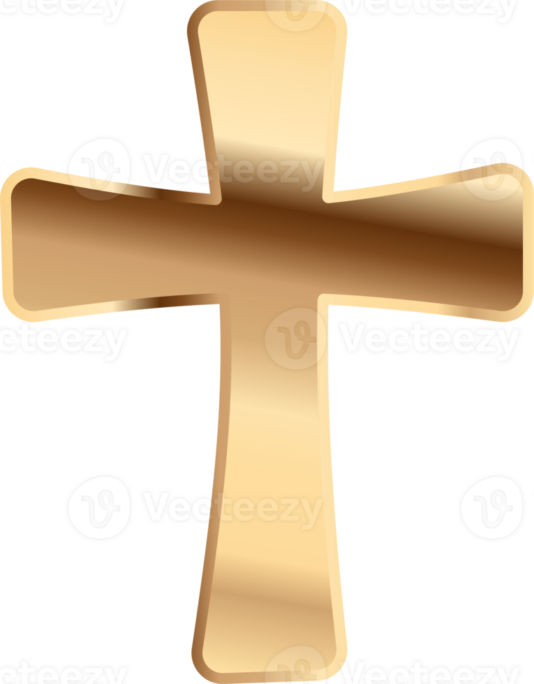 Christian Cross with Gold Finish png