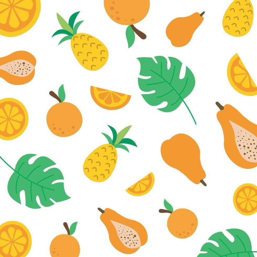 Tropical fruits background design. Hello summer background. vector