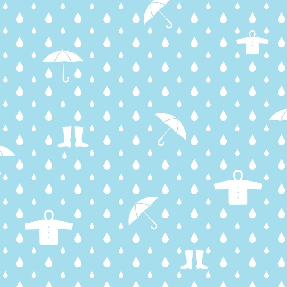 Rainy day raindrops umbrella, Rain protector blue pattern background vector