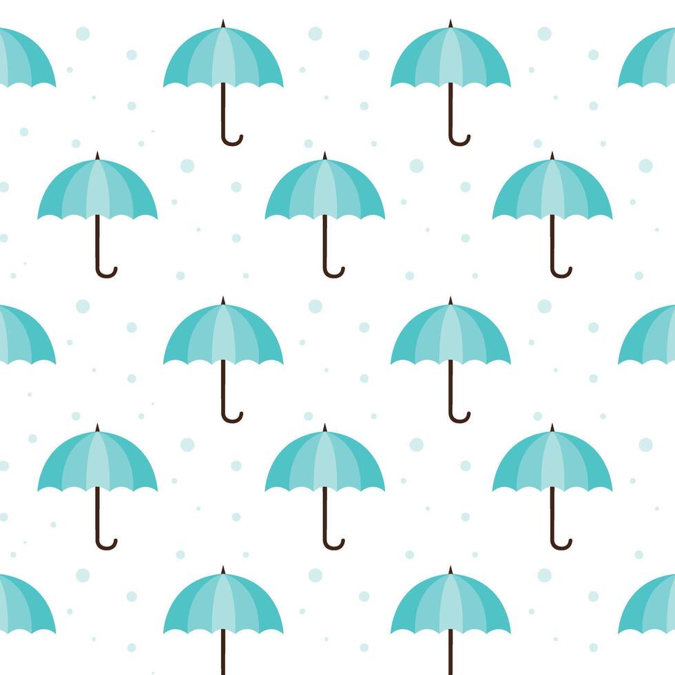 Raindrops blue umbrella pattern background for Rainy season vector