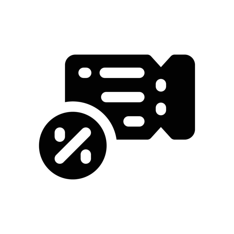 ticket glyph icon. Strong and solid icon for websites and mobile apps. vector