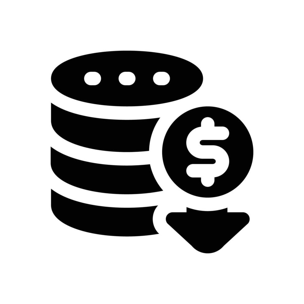 reduce cost glyph icon. Strong and solid icon for websites and mobile apps. vector