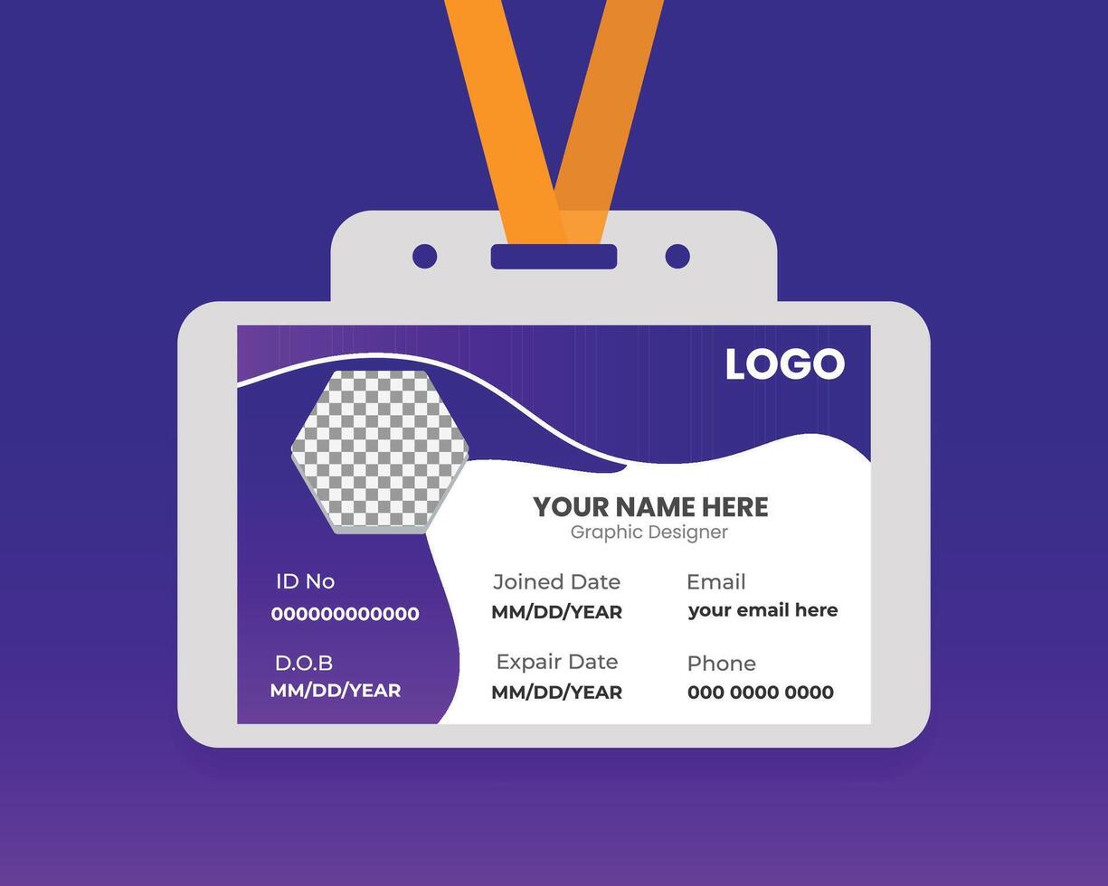 Printable Horizontal ID Card Template vector