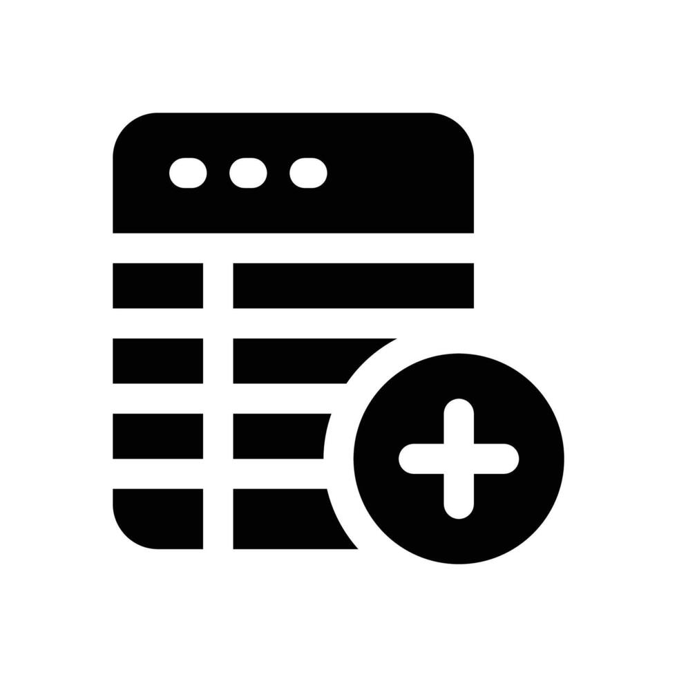 table data glyph icon. Strong and solid icon for websites and mobile apps. vector