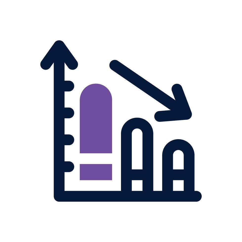 descending graph dual tone icon. Sleek and modern icon for websites and mobile apps. vector