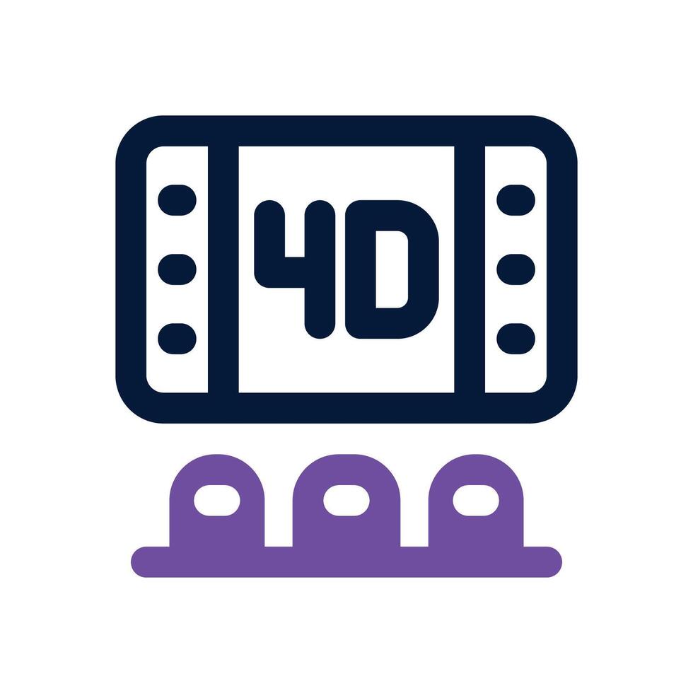 4d cinema duotone icon. Sleek and modern icon for websites and mobile apps. vector