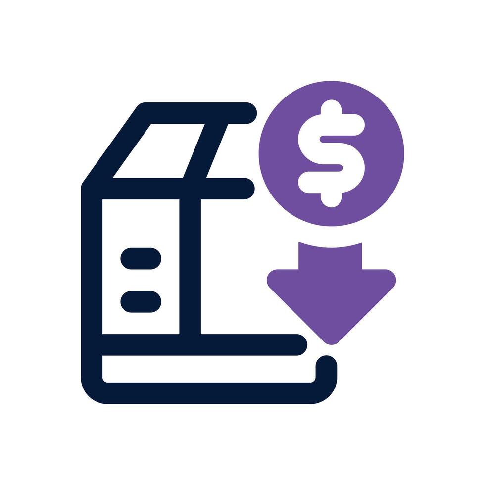 dumping price dual tone icon. Sleek and modern icon for websites and mobile apps. vector