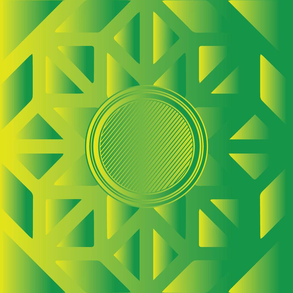 Simple green geometric mandala on gradient background, sacred geometry, flower of life and atom vector