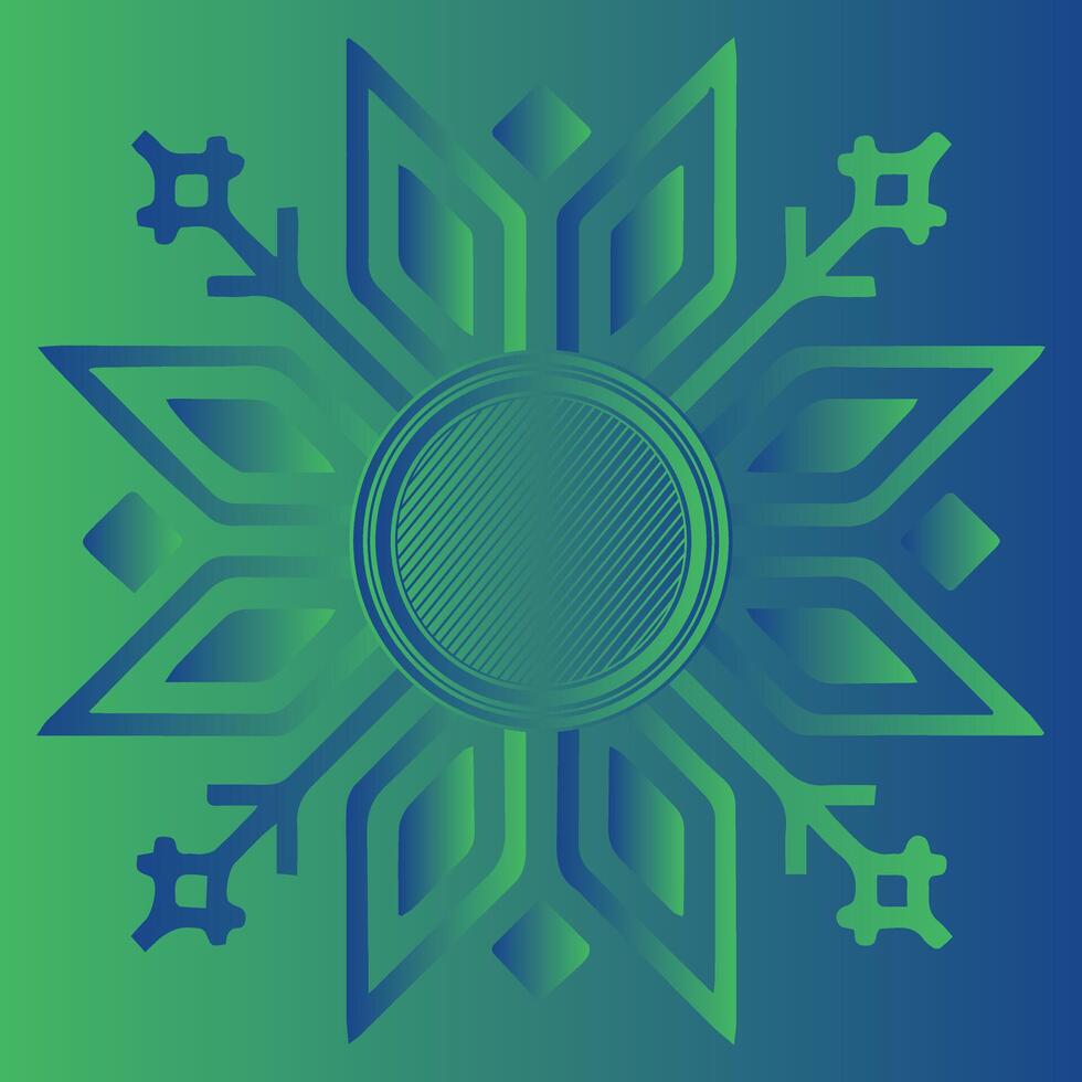 A green flower mandala Design on a green gradient background vector