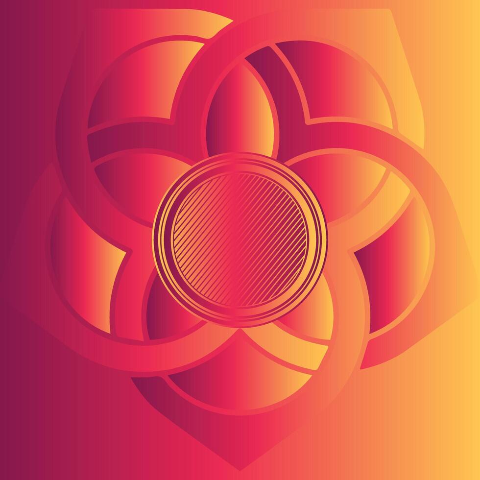 red and yellow gradient of simple abstract mandala frame background template with modern design, elegant and beauty with gradient colors vector