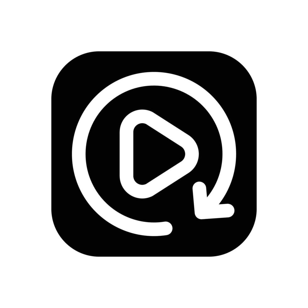 replay glyph icon. Strong and solid icon for websites and mobile apps. vector