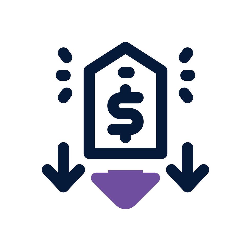 low price duotone icon. Sleek and modern icon for websites, mobile apps, marketing materials, and corporate design. Fully scalable and ready to use. vector