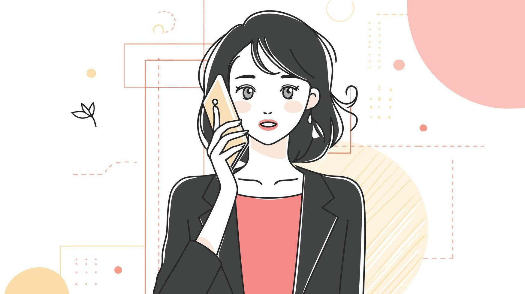 Minimalist Woman Smartphone Call vector