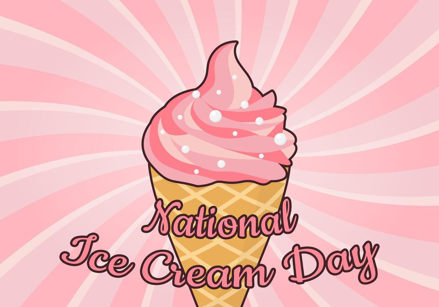 National Ice Cream Day poster in groovy style. illustration vector