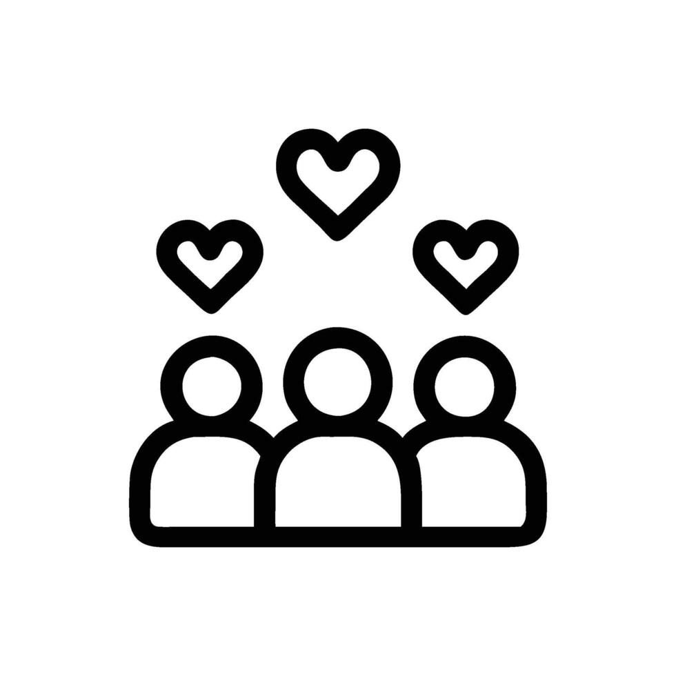 Three People with Hearts Icon Perfect for Love Friendship and Community Designs vector