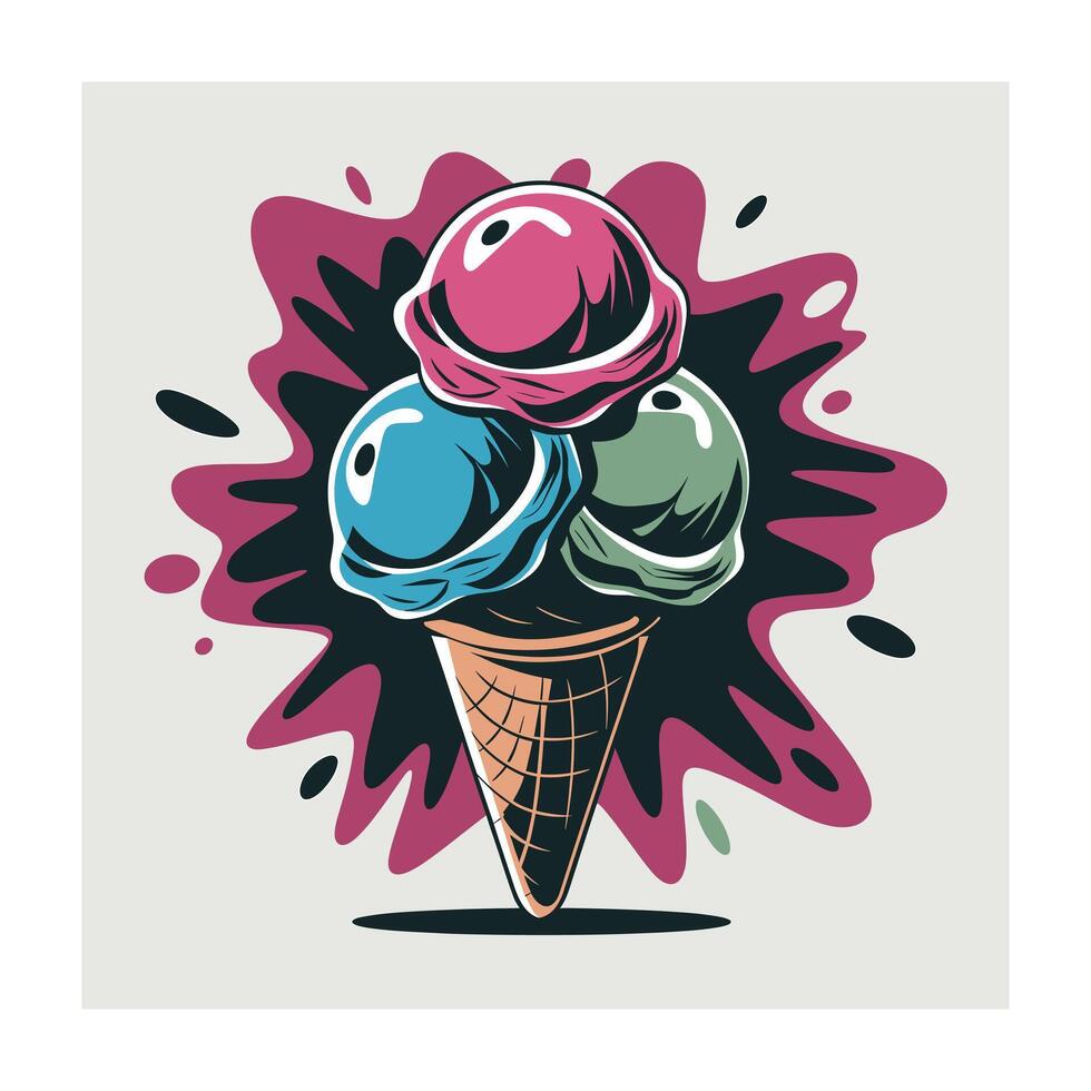 Vibrant Ice Cream Cone Graphic Design Element for Summer Branding vector