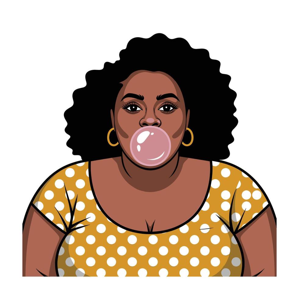 Bubblegum Pop Art Woman Bold Illustration for Fashion Print and Social Media vector