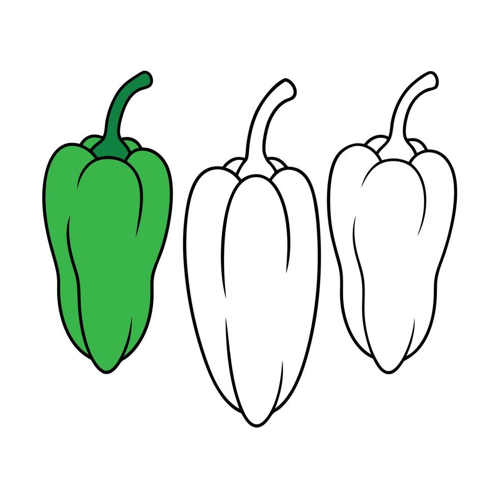 Colorful Green Pepper Illustration for Kids Coloring Book vector